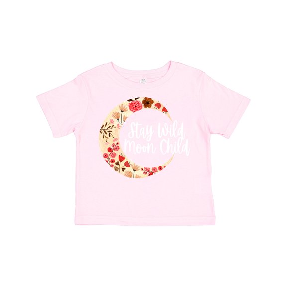 Inktastic Baby Stay Wild Moon Child Crescent Moon with Flowers Girls Toddler T-Shirt