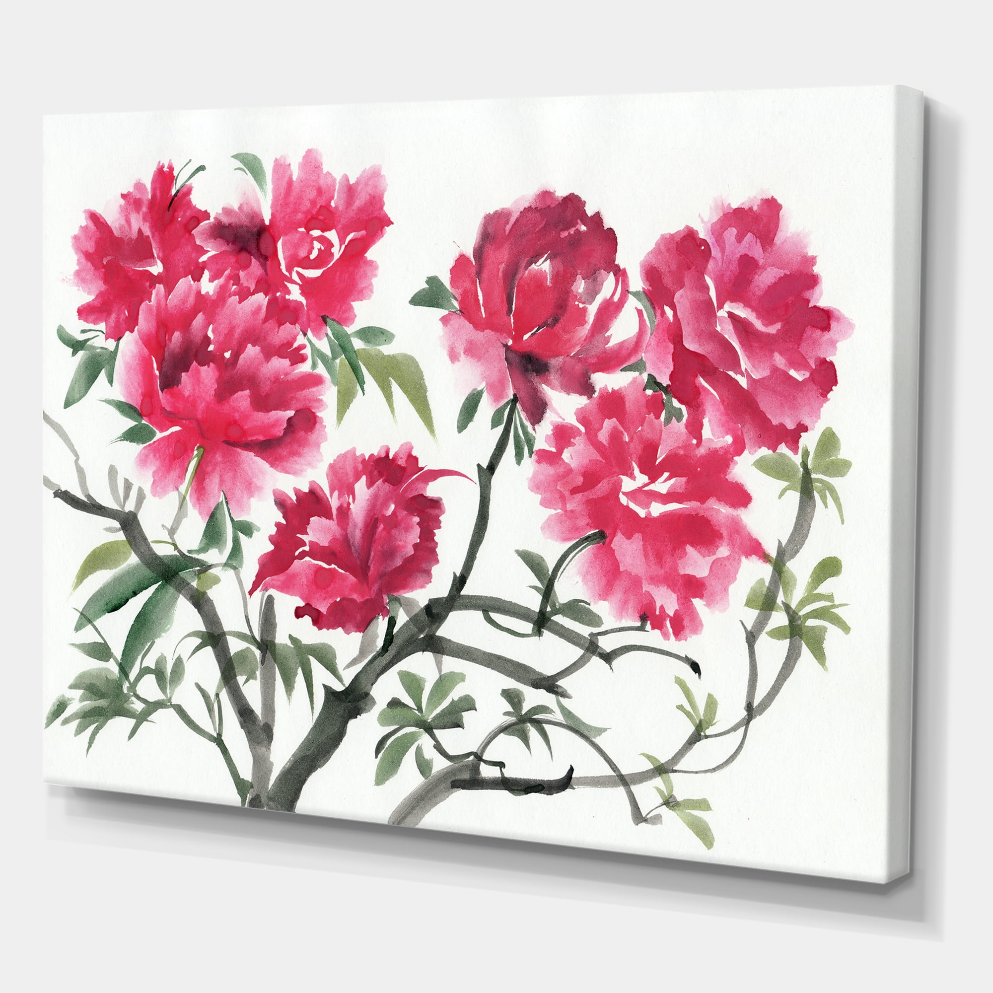 Designart ' Ancient Purple Azalea Flower ' Traditional Canvas Wall Art Print