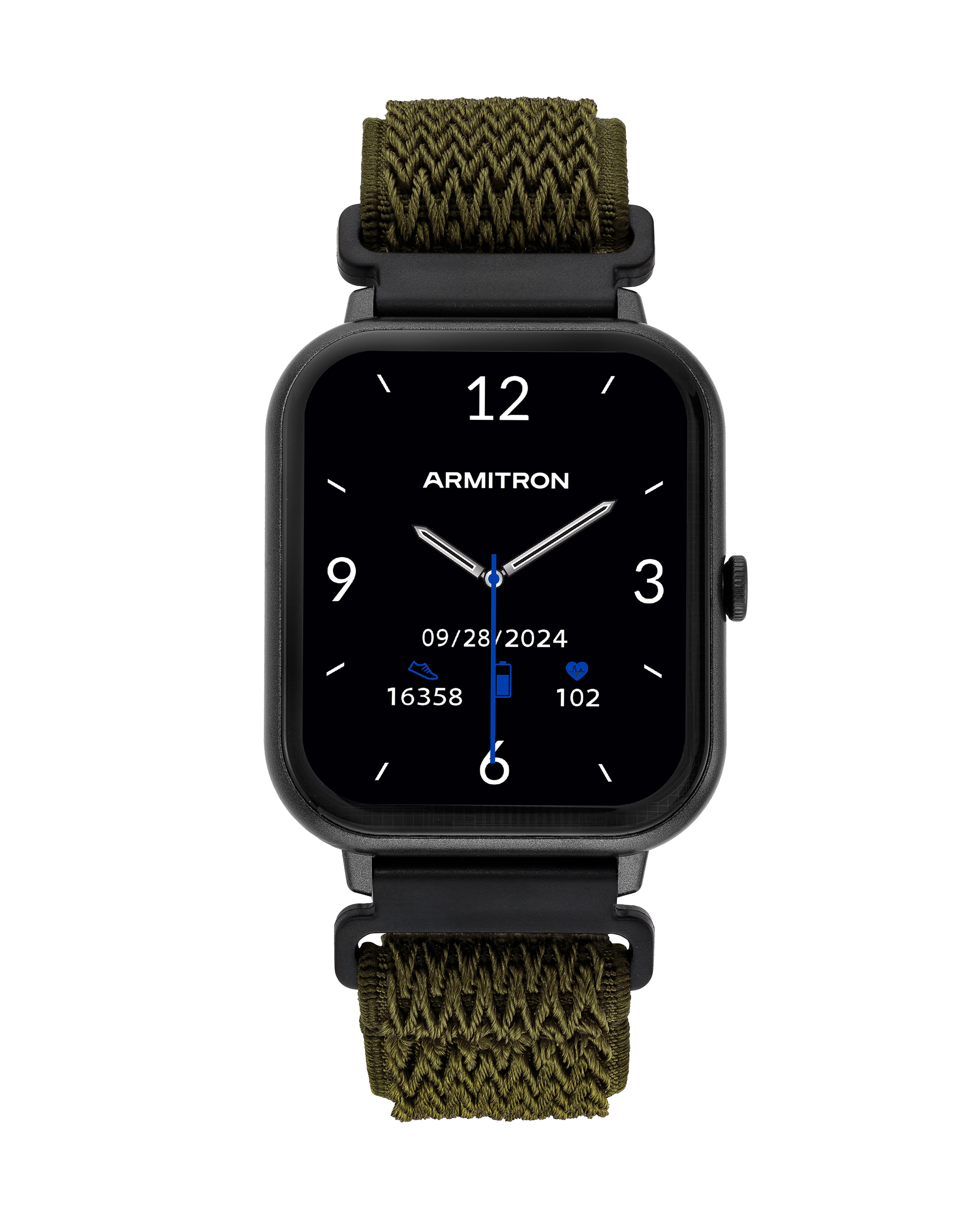 Armitron Eclipse Adult 45mm w/Voice Assistant & Backlight Smart Watch w/Charging Cable, Watch Band, Black