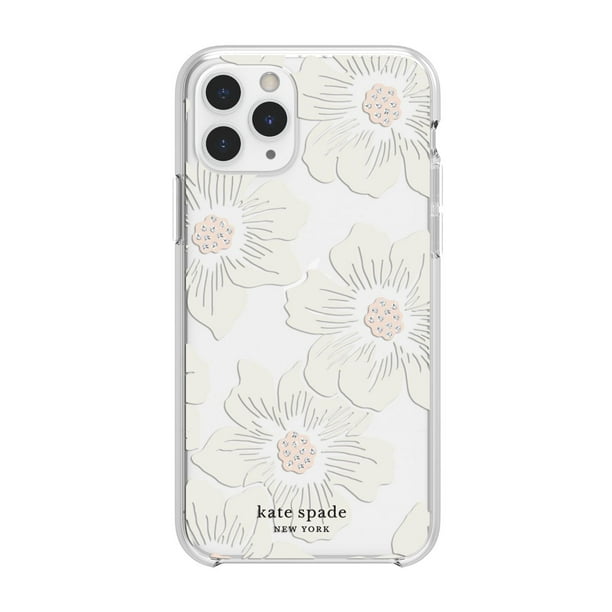 kate spade new york Protective Hardshell Case (1-PC Comold) for iPhone 11  Pro, Hollyhock Floral Clear/Cream with Stones 