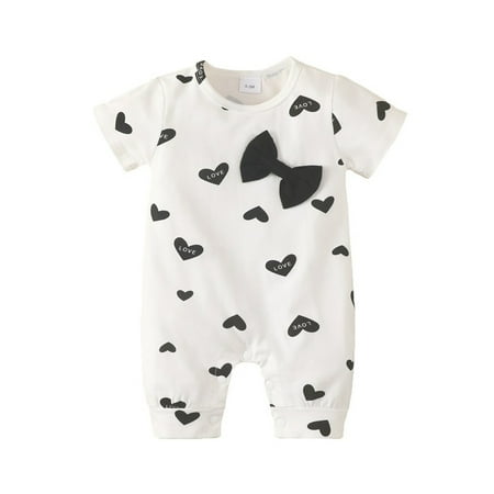 

Fsqjgq Toddler Linen Romper Valentine s Day Baby Boys Girls Love Print Cartoon Short Sleeve Romper Jumpsuit Outfit Coverall Jumpsuit Cotton Black 9M