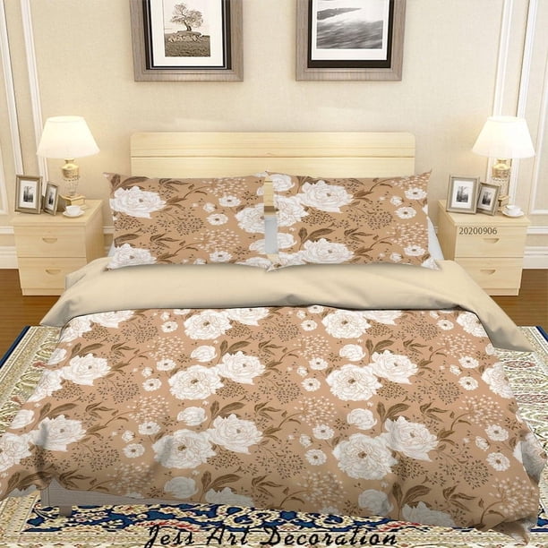3D Vintage Fresh Leaves Floral Pattern Funda de edredón Set Ropa de Cama Funda Nórdica