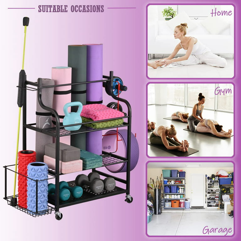 AHOWPD Weight Rack Home Gym Storage, Yoga Mat Storage Rack Workout  Equipment Storage Rack for Dumbbells Kettlebell Resistance Band, Exercise  Equipment