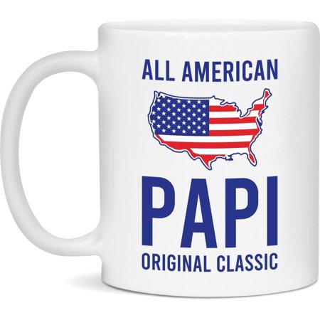 All American Papi Original Classic Mug - Papi American Flag Gift - White - 11,15 oz