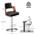 YaFiti Walnut Bentwood Bar Stools Set of 4 Counter Height Bar Stool for
