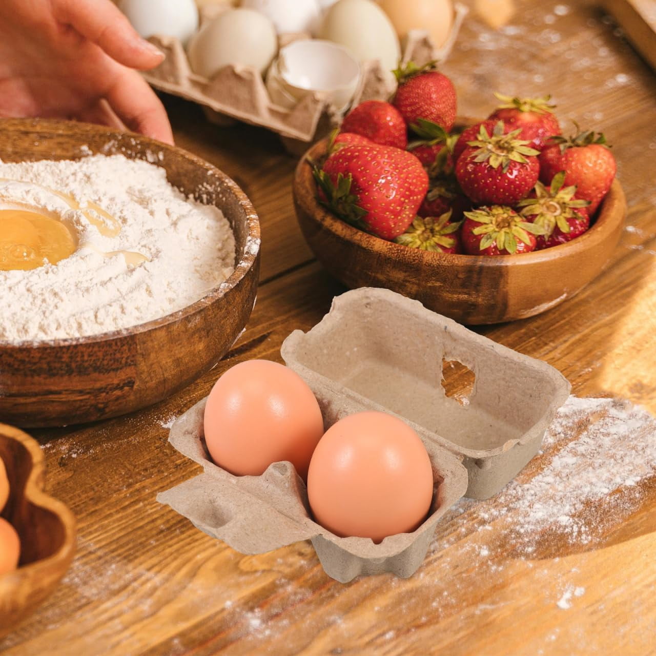 RVKXHD 25 Pcs 2 Count Egg Cartons Bulk, Natural Paper Pulp Chicken Egg Storage Containers Holder for Kitchen Supermarkets Farm Market Display