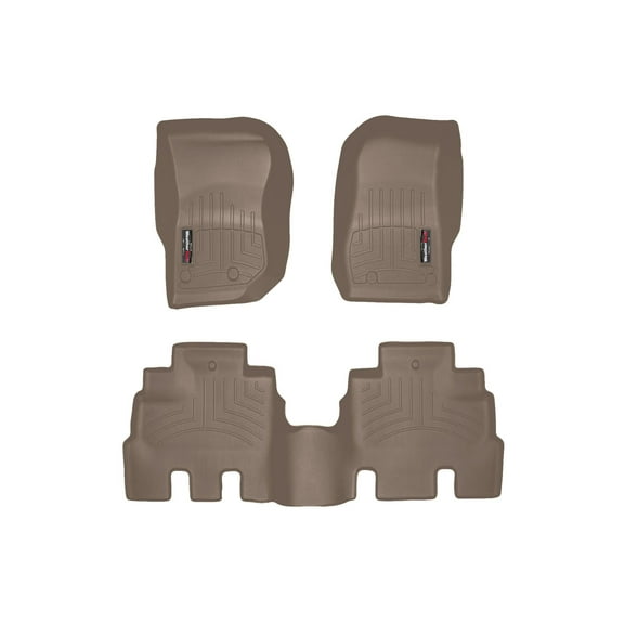 WeatherTech Custom Fit FloorLiners compatible with Jeep Wrangler JK Unlimited 4-Door, Wrangler Unlimited 4-Door - 1st & 2nd Row, Tan
