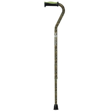 HUGO Adjustable Offset Handle Cane with Reflective Strap, Rainforest