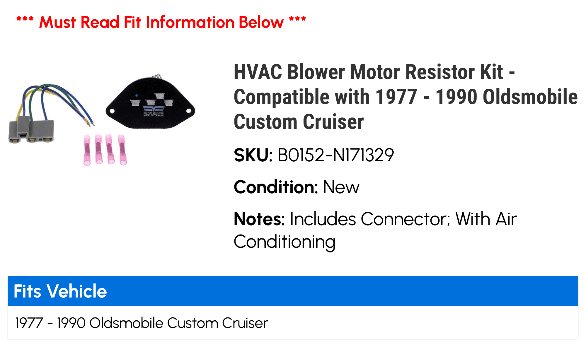 HVAC Blower Motor Resistor Kit - Compatible with 1977 - 1990 Oldsmobile Custom Cruiser - Dorman