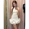 thumbnail image 5 of Women Ruffle Bubble for Mini Dress Sleeveless Ruched Hem Bodycon Dresses Tank Short Dress White L, 5 of 10