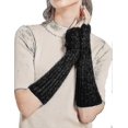 thumbnail image 5 of Women's Scale Design Winter Warm Knitted Long Arm Warmers Gloves2setgray + Black, 5 of 5