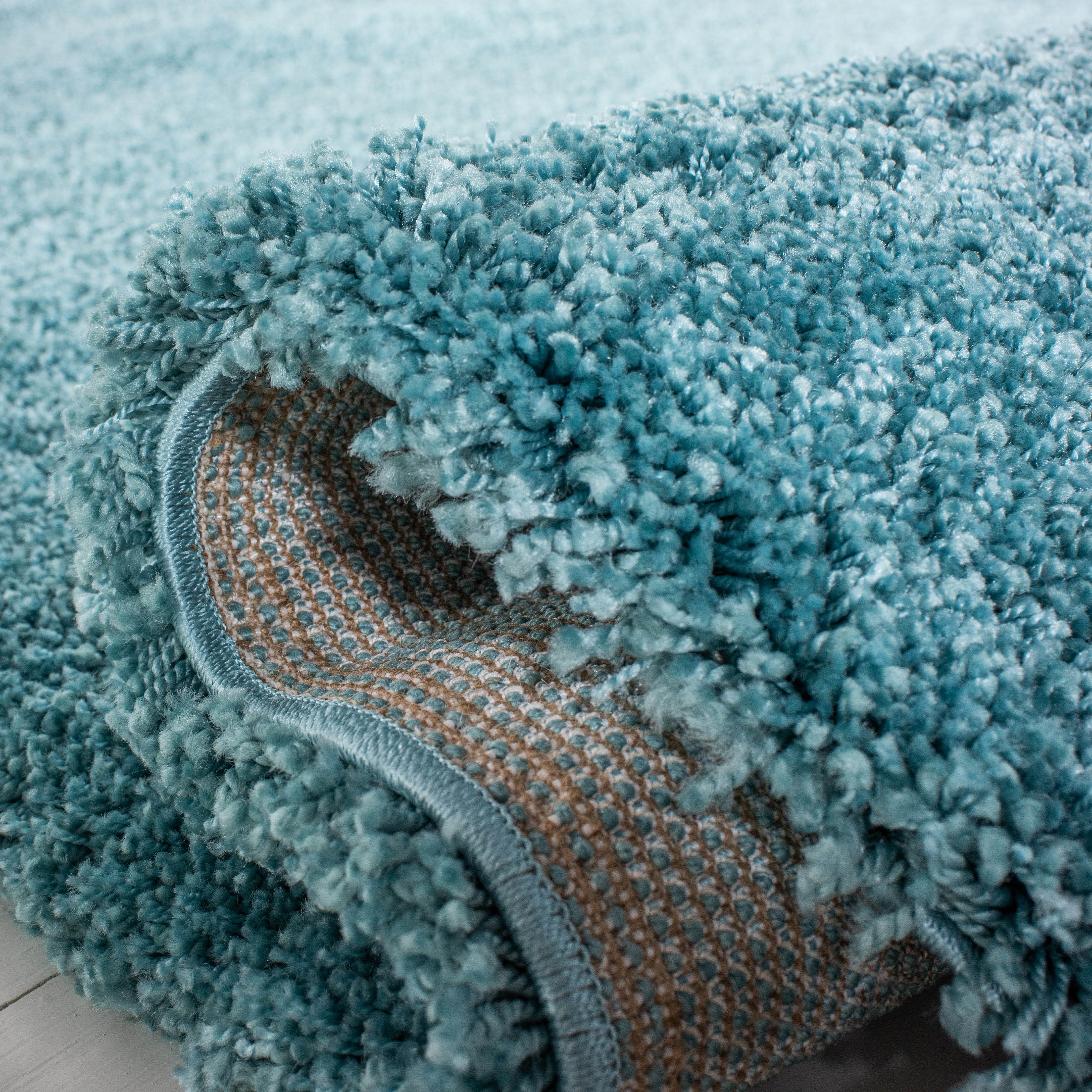 SAFAVIEH Milan Harlow Solid Plush Shag Runner Rug, Aqua Blue, 2' x 14' - Modern Design, Aqua Blue, Non-Shedding & Easy Cleaning, Ultra Plush Thick Pile, Ideal for Living Room, Bedroom, Entryway