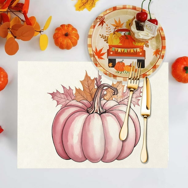 Tapete Decorativo para Mesa, Tela de Lino, Cojín Aislante del Calor con Dimensiones 45x30cm para Acción de Gracias, Mesa de Comedor