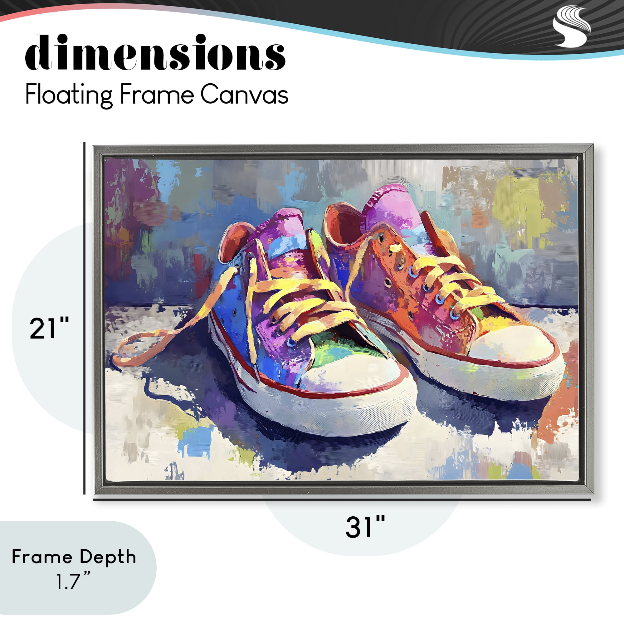 Stupell Industries Colorful Low Top Sneakers Gray Framed Floater Canvas Wall Art, design by Creative Studio