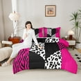 thumbnail image 4 of Manfei Animal Print 2pcs Bedding Comforter Set,Love Heart Print Twin Comforter Sets,Black Pink Breathable Bedding Set,Ultra Soft Abstract Home Decor,Reversible, 4 of 8