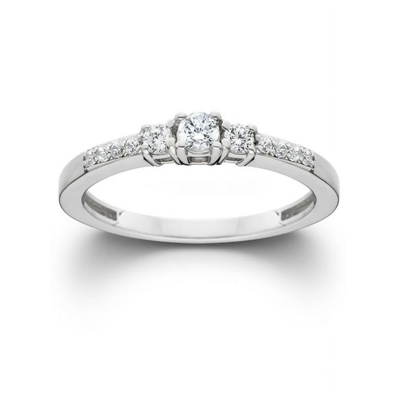 Pompeii 1/2ct Three Stone Round Diamond Engagement Ring 14K White Gold (H,SI2)