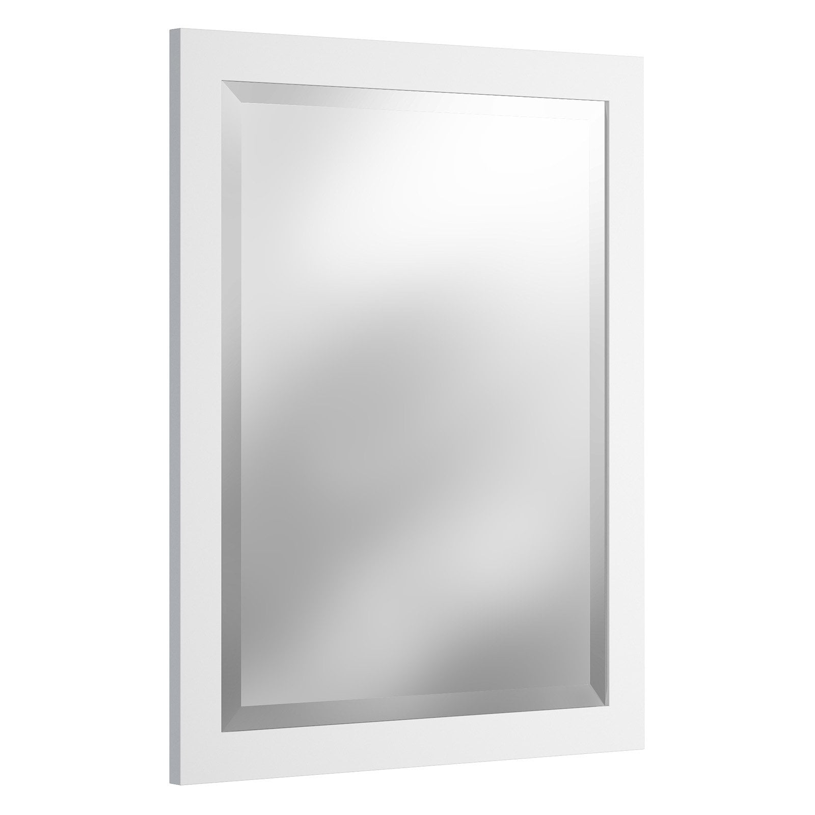 24" Beveled Bath Vanity Mirror, White