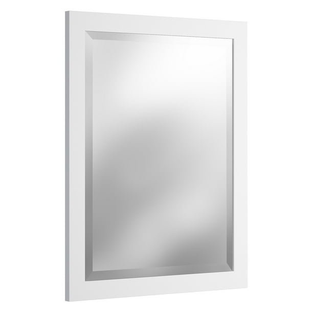 24" Beveled Bath Vanity Mirror, White