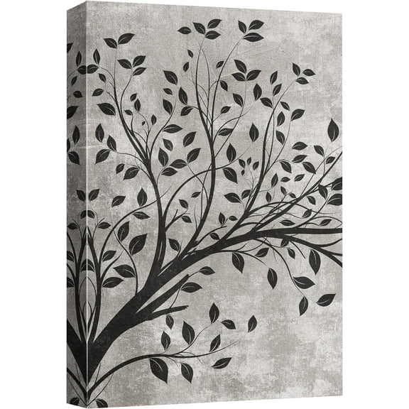 Wall26 Canvas Print Wall Art Black & White Grunge Watercolor Country Forest Tree Print Silhouette Nordic Fairytale Artwork Nature Wilderness Illustrations Modern Art Decorative - 12"x18"