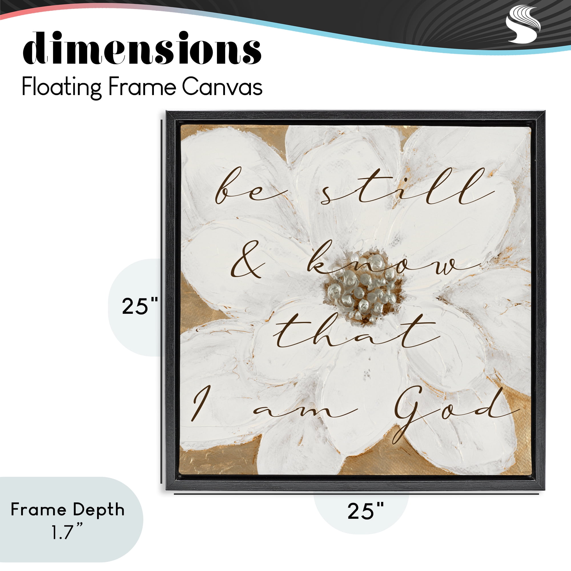 Stupell Industries Be Still with White Magnolia Black Framed Floater Canvas Wall Art, design by Lanie Loreth