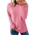 thumbnail image 1 of Camisetas de Larga para Mujer, Ropa de Moda de Otoño, Tops Modernos, Camiseta Básica de Punto con Cuello Redondo Rosa M, 1 of 10