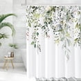 thumbnail image 6 of Sage Green Eucalyptus Shower Curtain, Watercolor Leaves on The Top Plant with Floral Bathroom Decoration Shower Curtain Sets 72x72 Inch with Hooks, 6 of 6