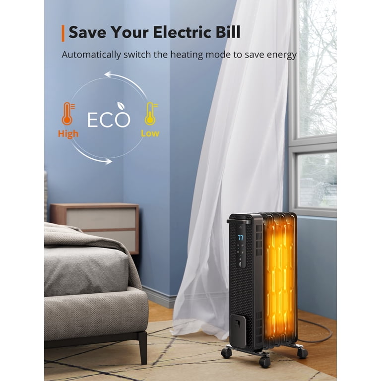 TaoTronics Oil-Filled Heater, 1500W Electric Radiator Heater with Remote  for Inside, Black - Walmart.com