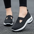 thumbnail image 5 of pwidon Slip On Sneakers for Women, Breathable Knit Air Cushion Wedge Walking Shoes Non Slip Lightweight Casual Mary Jane Shoes for All Day Comfort Black 38, 5 of 5