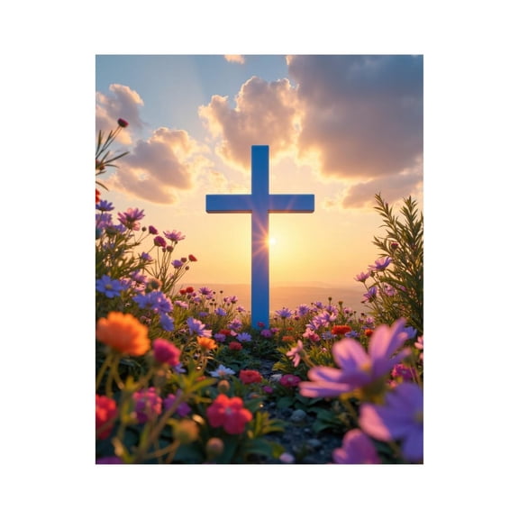 Paint By Numbers Kit for Adults Beginner - Sunset Flower Cross Landscape DIY Canvas Painting Kits for Adults, Frameless Paint By Number for Adults for Home Wall Decor 16x20 Inch
