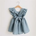 thumbnail image 4 of Tiijoy Toddler Girls Sleeveless Ruffle Dress Solid Backless Cotton Linen Dress, Sizes 2-3, 4 of 5