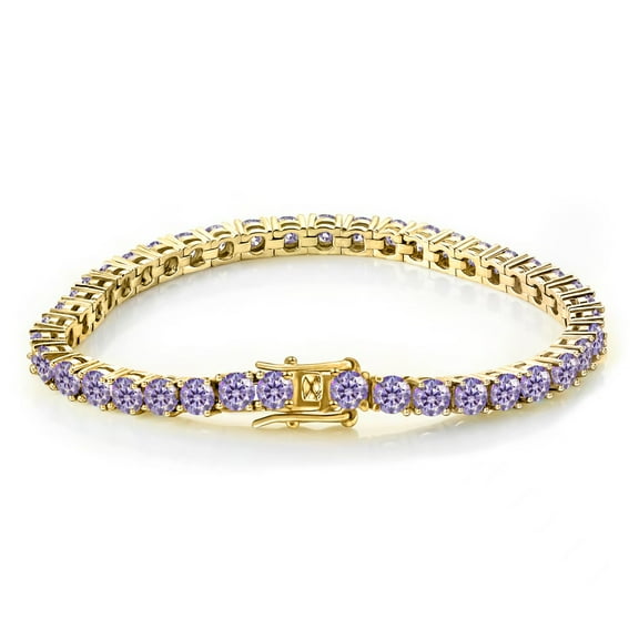 3mm Moissanite Tennis Bracelets Women Gold Bracelets Round Cut D Color VVS1 Clarity Light Purple Diamond Tennis Bracelets 925 Sterling Silver Bracelets for Women(6-9 inchs)