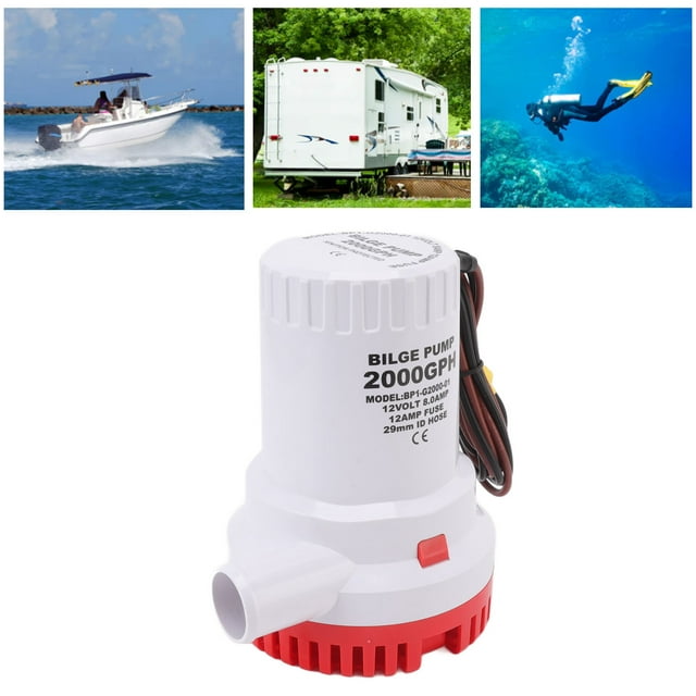 Submersible Boat Bilge Water Pump, 2000 GPH Micro Submersible Pump Electric DC Water Pump For Ponds, Boat RV Submersible