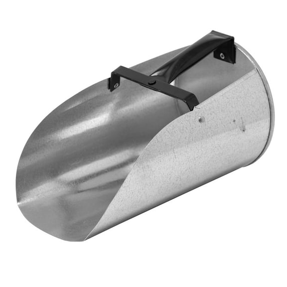 FARM-TUFF Galvanized Metal Poultry Feed Scoop with Enclosed Handle for Chicken, Livestock, Bird, Farm Animal, Dog and Cat Food, 4qt Capacity