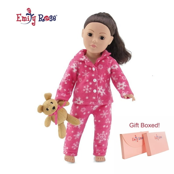 Emily Rose 18 Inch Doll 2 Piece PJs Pajamas Set, with Doll Sized Teddy Bear! | Gift Boxed! | Fits 18" American Girl Dolls