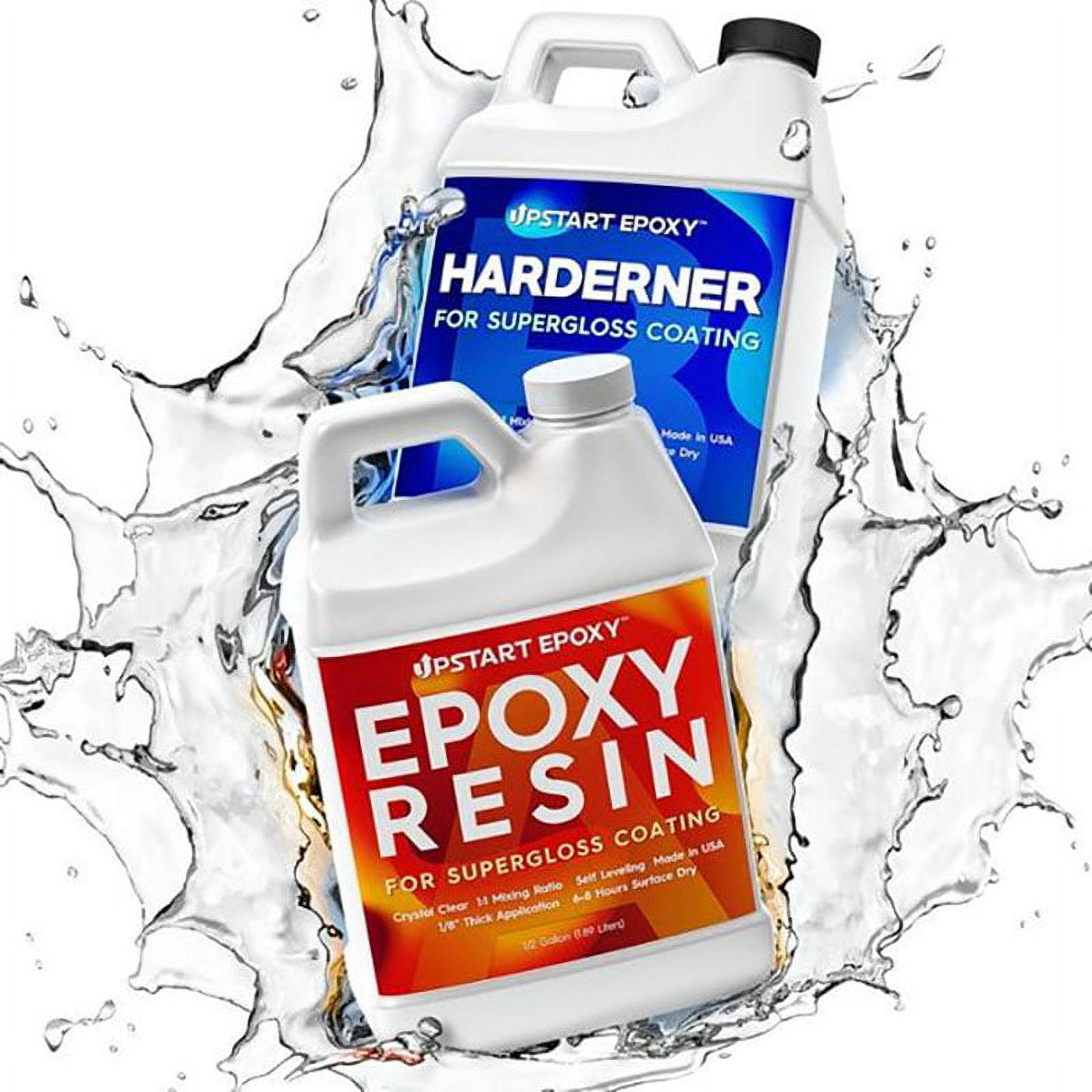 Upstart Epoxy Resin Hardener Duel Bottles Super Gloss Coating 1 Gallon Kit