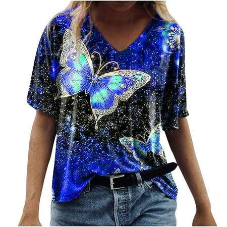 

Corset Top Maternity Shirts Women s Fashion Printed T-shirt Short Sleeves Blouse V Neck Casual Tops Womens Tank Tops Black Crop Top New Arrival Blue 2XL