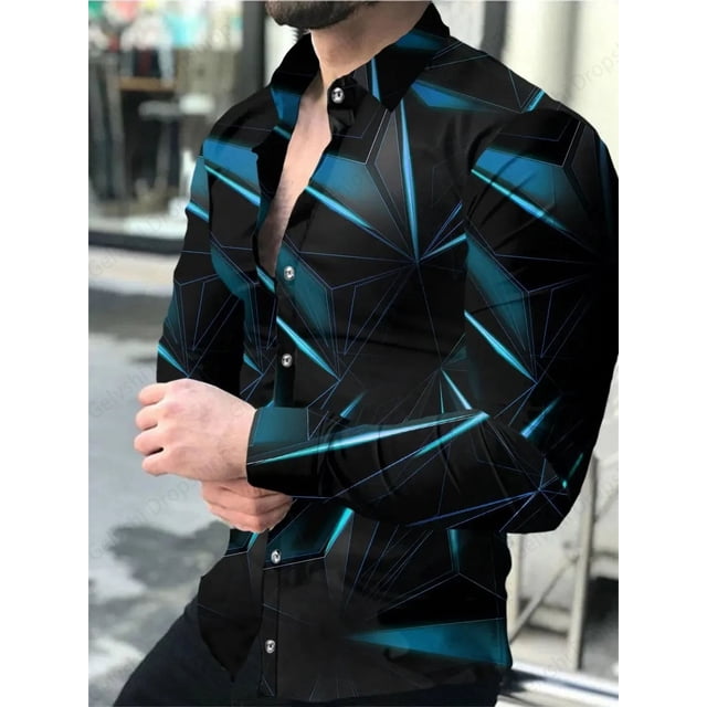 Camisas hawaianas con estampado geométrico de animales, camisas de playa de manga larga para hombres y mujeres, camisas de moda Voion, blusas casuales de calle para eventos sociales
