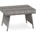thumbnail image 1 of Outdoor Side Table, Portable Wicker Coffee Table with Rattan and Steel Frame, All Weather Pre-Assembled Coffee Furniture, Standing Folding Patio for Courtyard, Poolside, Garden (Gray), 1 of 9
