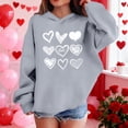 thumbnail image 5 of Atogsazn Kids Girls Valentines Day Hoodies Children Casual Hearts Long Sleeve Pullover Sweatshirt Fleece Outfit Outerwear Tops 05-Gray 3-4 Years Fashion, 5 of 8