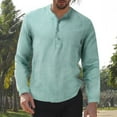 thumbnail image 2 of T Shirts for Men Casual Tops Winter Fall Long Sleeve Fall Leisure Travel Cotton Linen Vintage Hoodless Drawstring T-shirt Top, 2 of 5