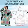 thumbnail image 4 of Oversized Wearable Blanket Hoodie,Green Boston Terrier and Flower Sherpa Blanket Hoodie with Super Pockets,Super Warm Fuzzy Pullover for Women & Men, 4 of 6