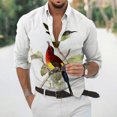thumbnail image 3 of Camisas casuales holgadas con estampado de pájaros de manga larga para hombres y mujeres, blusas de calle de gran tamaño para uso diario, camisetas vintage de manga larga con solapa, 3 of 5