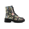 thumbnail image 3 of SUGAR Womens Black Floral Lace-Up Front Stitch Detailing Cushioned Kaedy Round Toe Block Heel Zip-Up Combat Boots 6 M, 3 of 4
