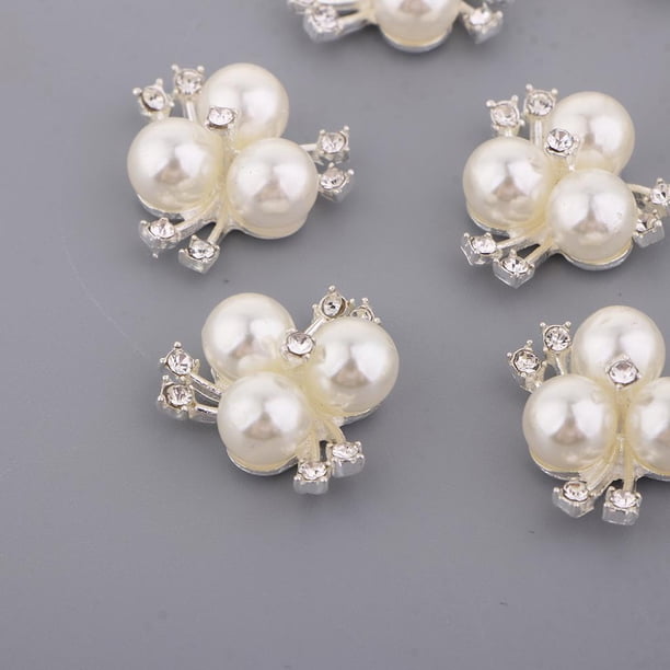 Un Paquete De 10 Piezas De Accesorios De Botón De Flor De Cristal De Joyería De De Imitación, Decoración De Boda DIY, Accesorios Para El Cab Moonlight Silver Macarena Botones de perlas Flatback