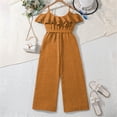 thumbnail image 4 of Girls Jumpsuits Overalls Ruffles Waistband Rompers with Pockets Cute Summer Clothes Girls Clothing Size 10-11 Years Girls Fashion, 4 of 9