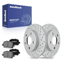 AutoShack 10.63" (269.9 mm) Rear Solid Drilled & Slotted Brake Rotors Coated   Ceramic Brake Pads | Replacement for 2010-2013 Chevrolet Impala | Silver Matte Finish | 6-PC Brake Kit | TurboGuard
