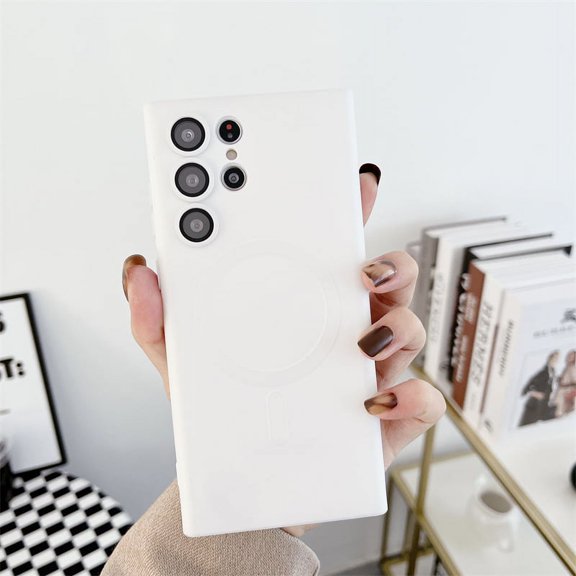 Compatible with Samsung Galaxy S23 Magnetic MagSafe Case with Camera Lens Protector Shockproof Case-White