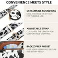 thumbnail image 6 of FALAN MULE Women's Leather Crossbody Bag, Cow Print Cell Phone Purse, Triple Zip Pocket, Adjustable Shoulder Strap, 6 of 8