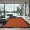 thumbnail image 2 of ODIKA 8'x10' Washable Area Rug Orange Rust Geometric Border Design Art Style with Bold for King Size Bedroom Under Bed, Master Suite, Non-Shedding, Easy Care, 2 of 7