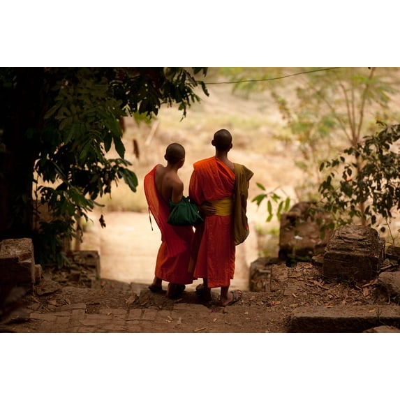 Gango Home Decor Young Monks by Erin Berzel (Printed on Paper); One 36x24in Fine Art Paper Giclee Print